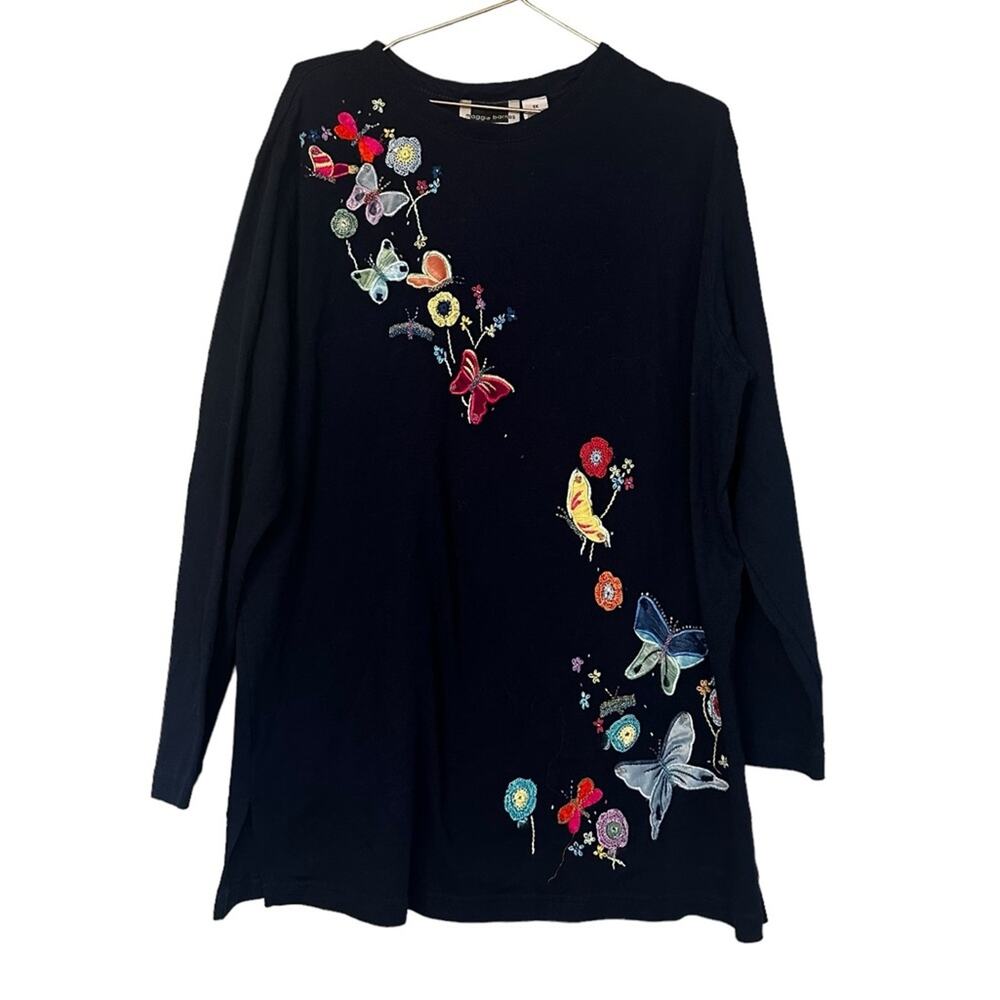 Maggie Barnes Women's Embroidered Butterfly Sweatshirt - 1X